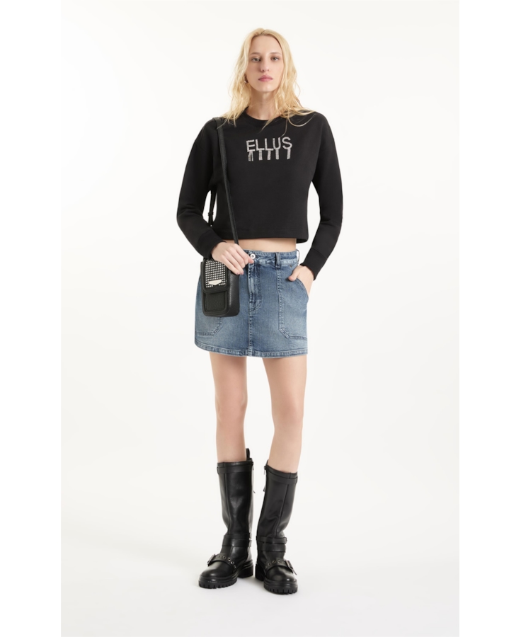 Moletom Fleece Crystal Ellus Preto
