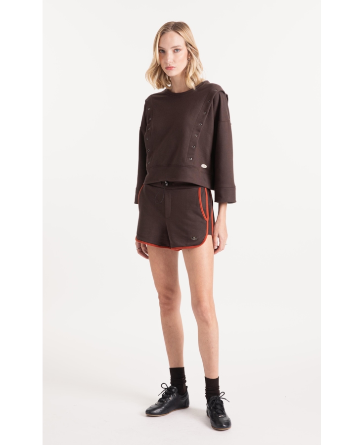 Moletom Fleece Eyelets Dark Brown