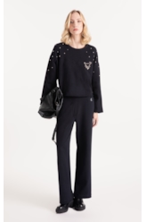 Moletom Fleece Rhinestone Preto