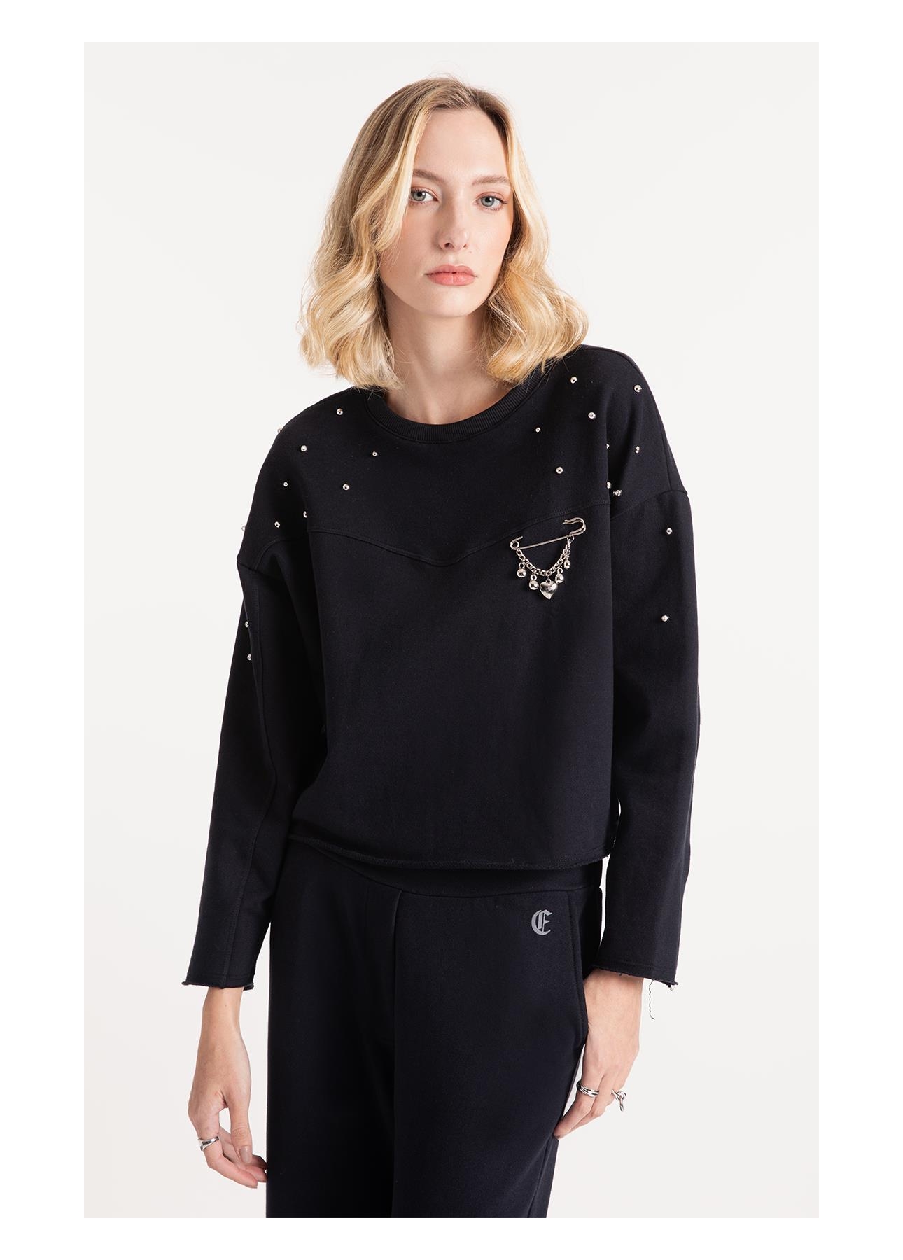 Moletom Fleece Rhinestone Preto