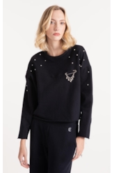 Moletom Fleece Rhinestone Preto