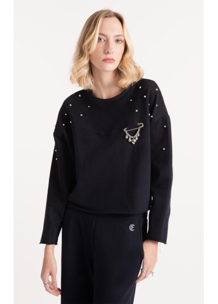 Moletom Fleece Rhinestone Preto