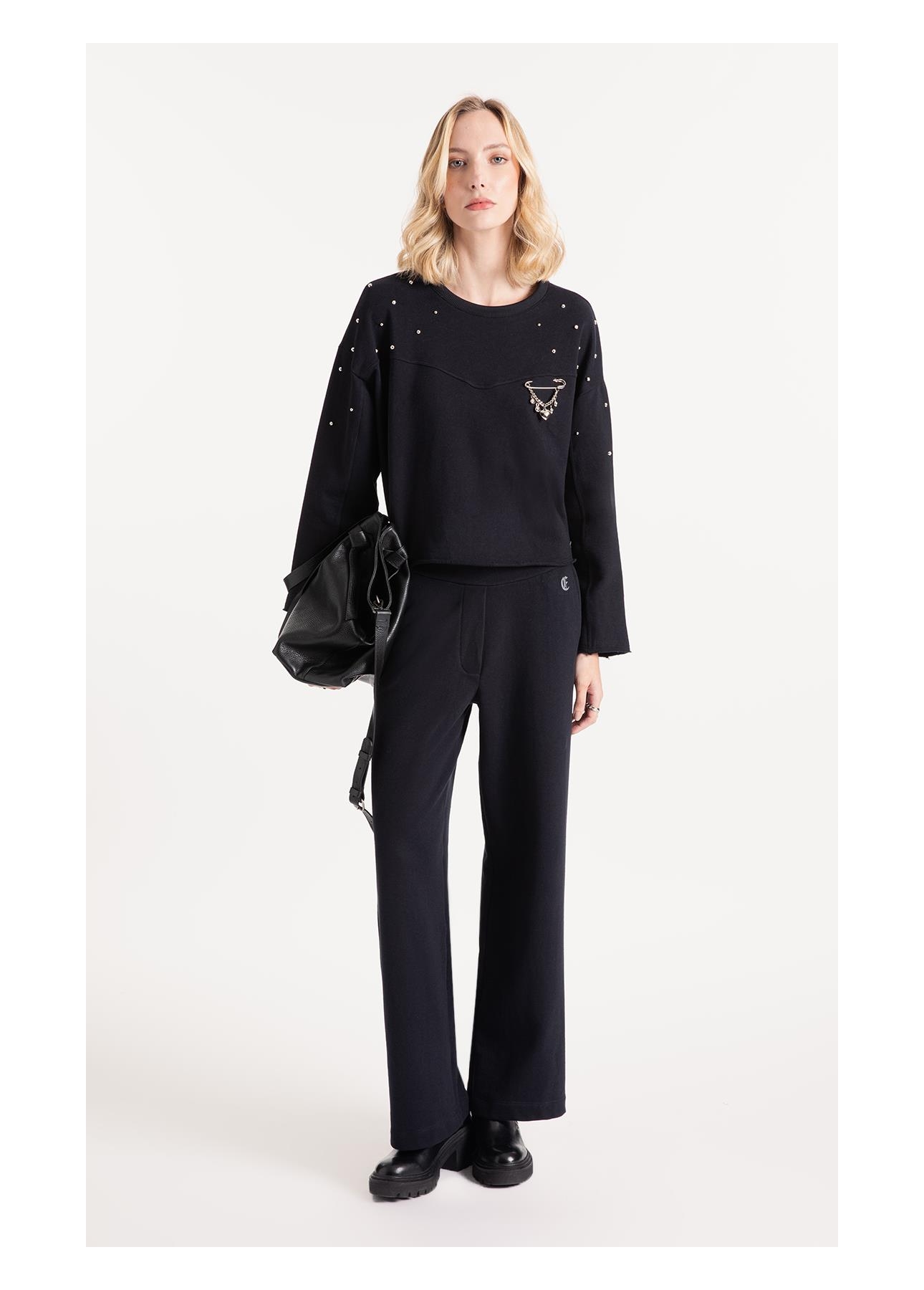 Moletom Fleece Rhinestone Preto