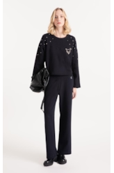 Moletom Fleece Rhinestone Preto