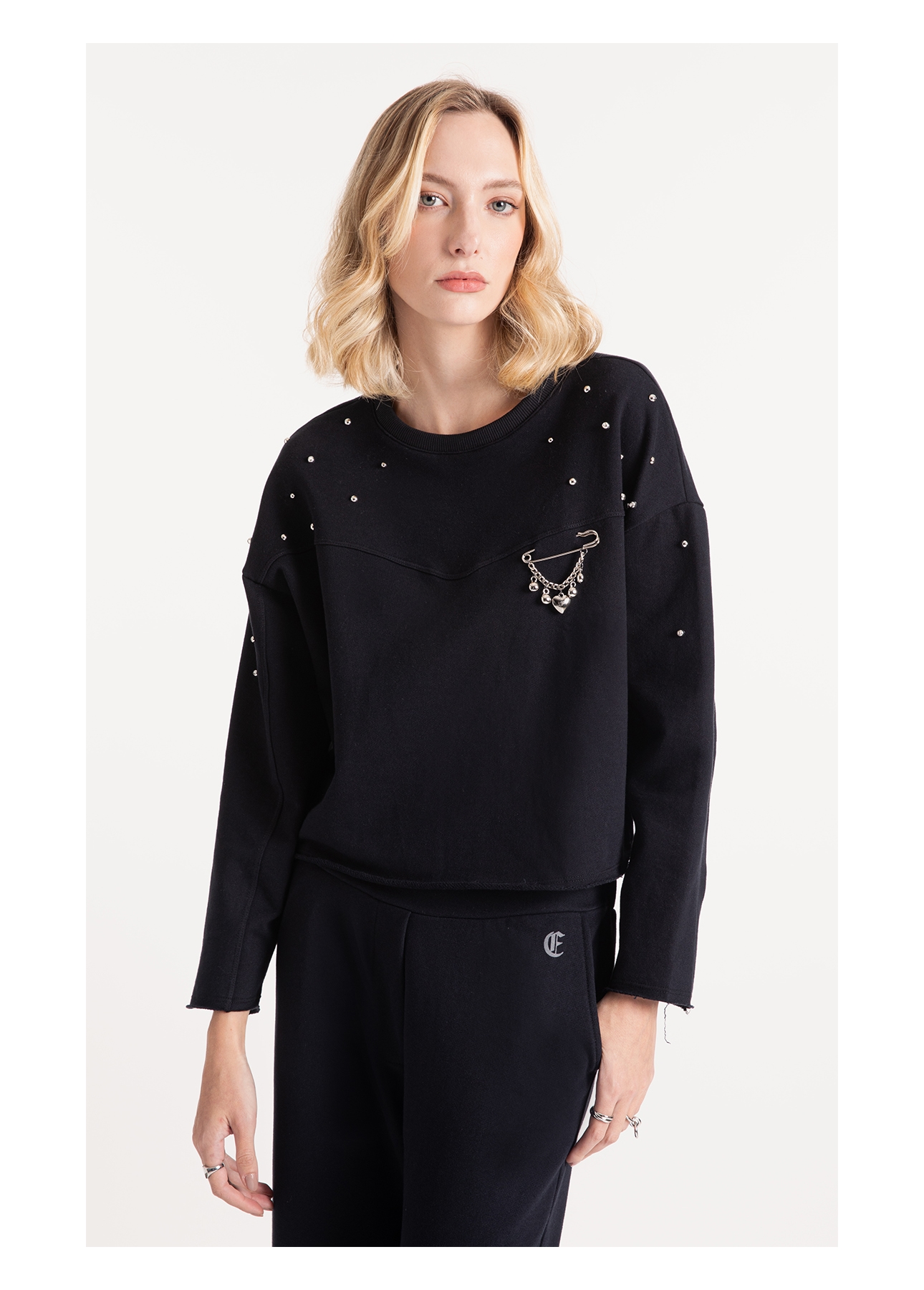 Moletom Fleece Rhinestone Preto