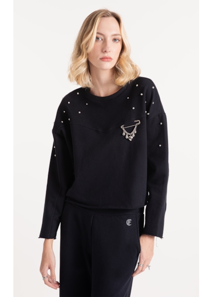 Moletom Fleece Rhinestone Preto