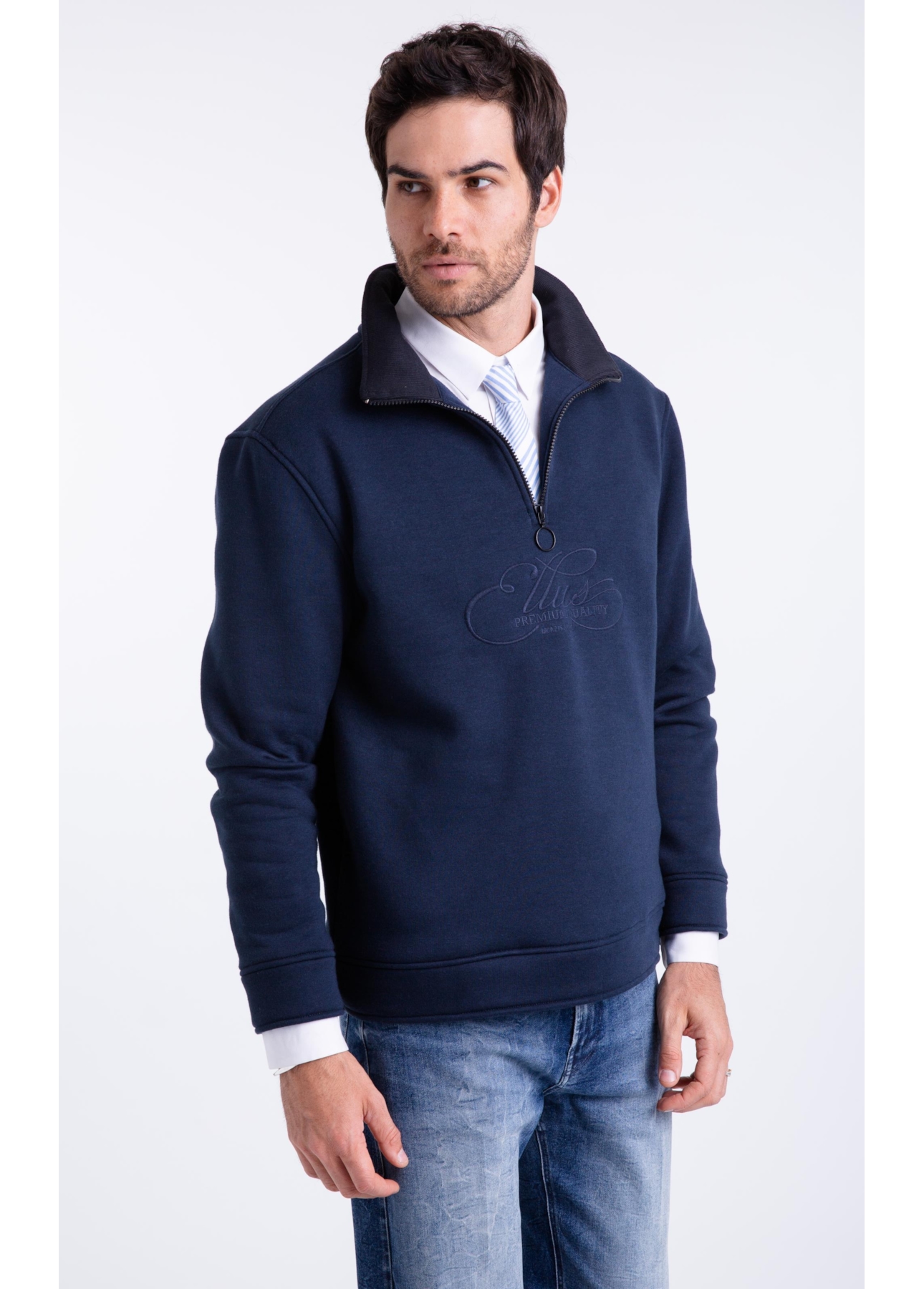 Moletom High Neck Collar Dark Navy