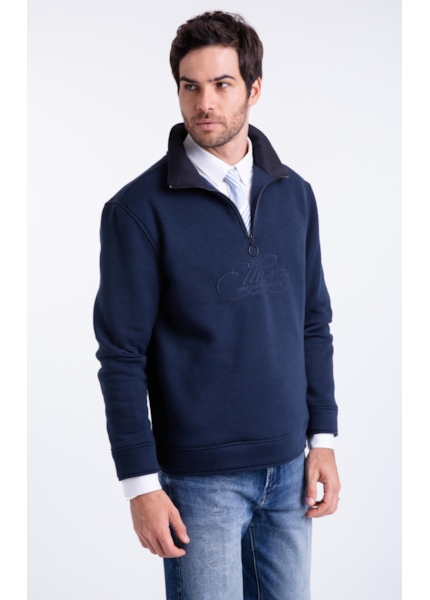 Moletom High Neck Collar Dark Navy