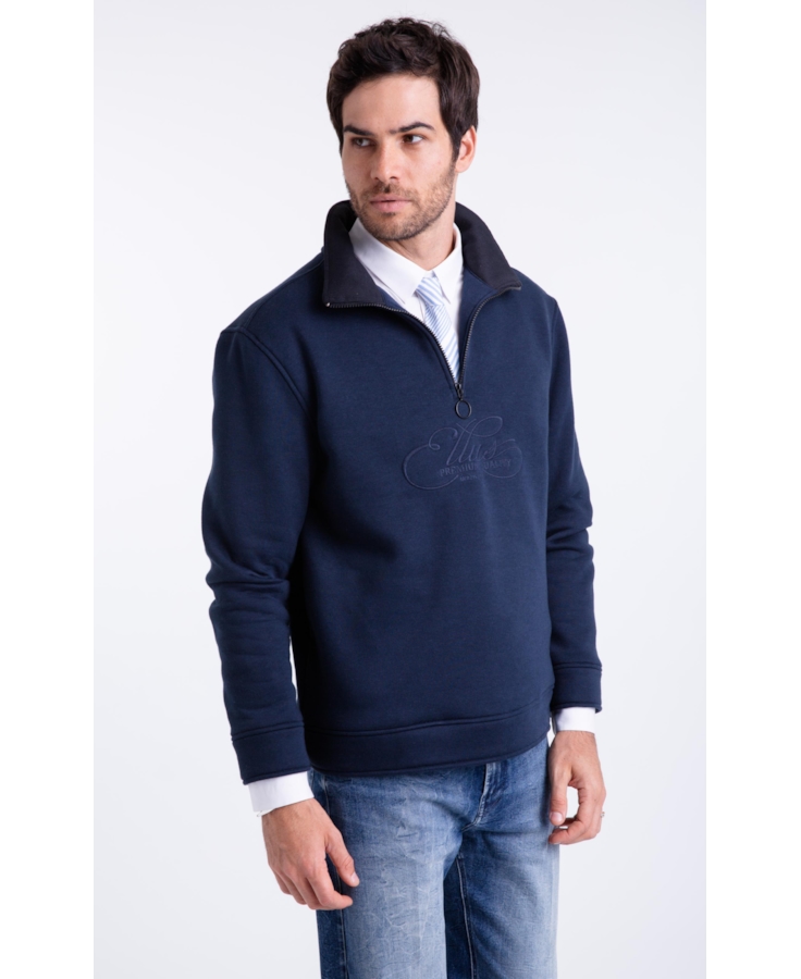 Moletom High Neck Collar Dark Navy