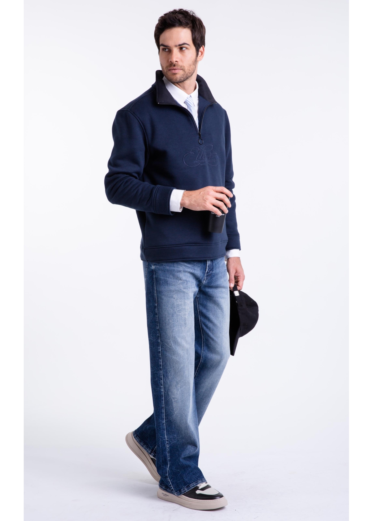 Moletom High Neck Collar Dark Navy
