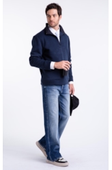 Moletom High Neck Collar Dark Navy
