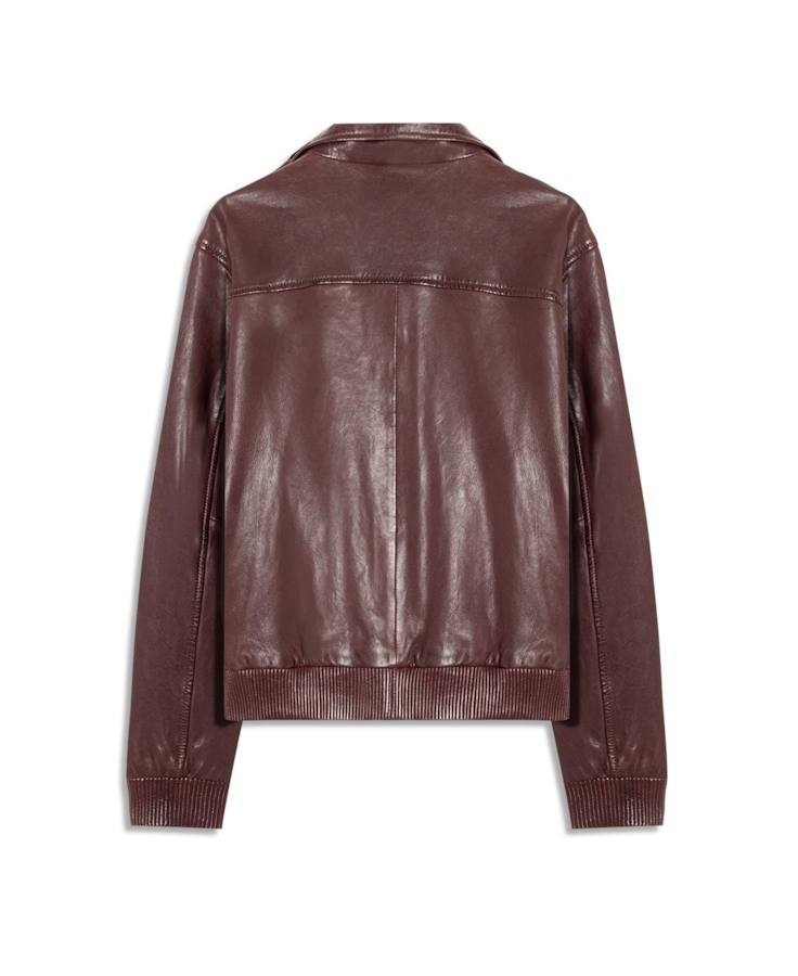 Natural Leather Turtle Bomber Bordeaux