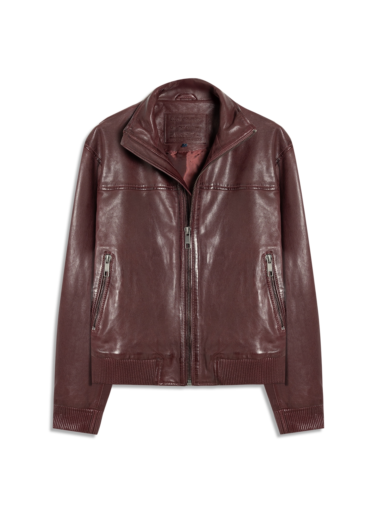 Natural Leather Turtle Bomber Bordeaux