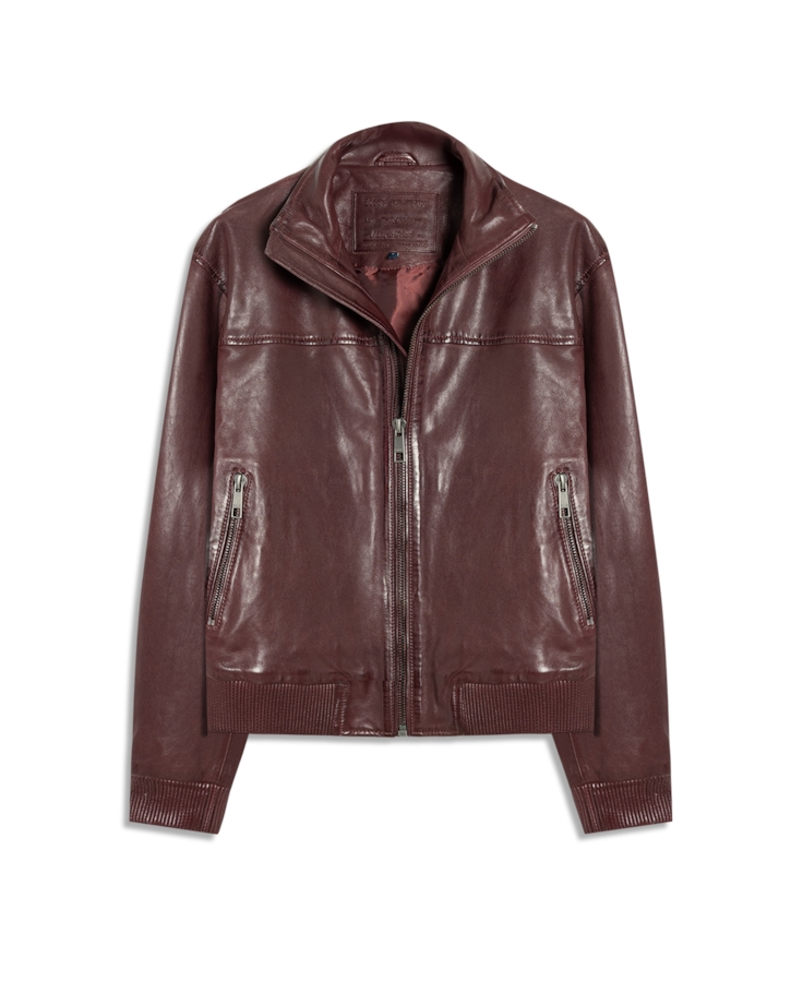 Natural Leather Turtle Bomber Bordeaux