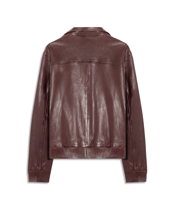Natural Leather Turtle Bomber Bordeaux