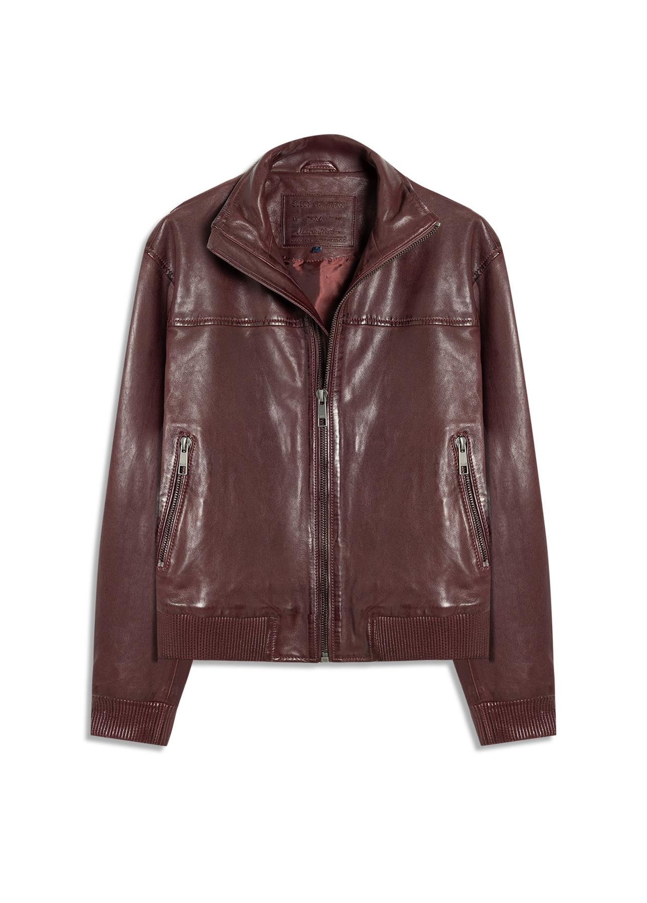 Natural Leather Turtle Bomber Bordeaux