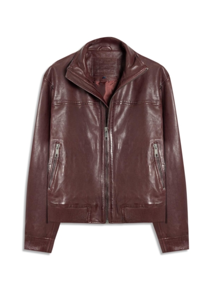 Natural Leather Turtle Bomber Bordeaux