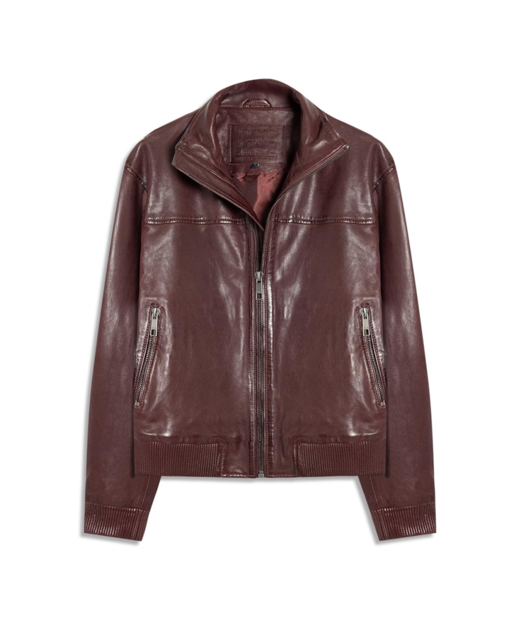 Natural Leather Turtle Bomber Bordeaux
