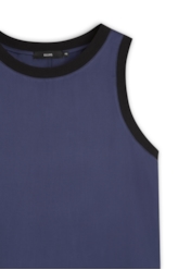 New Fluid Rib Contrast Sleeveless Marinho