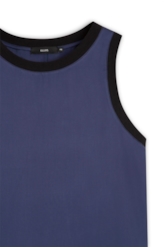 New Fluid Rib Contrast Sleeveless Marinho