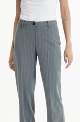 Nordic Stripe B. Embutido Reta Pants Cinza Medio