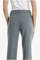 Nordic Stripe B. Embutido Reta Pants Cinza Medio
