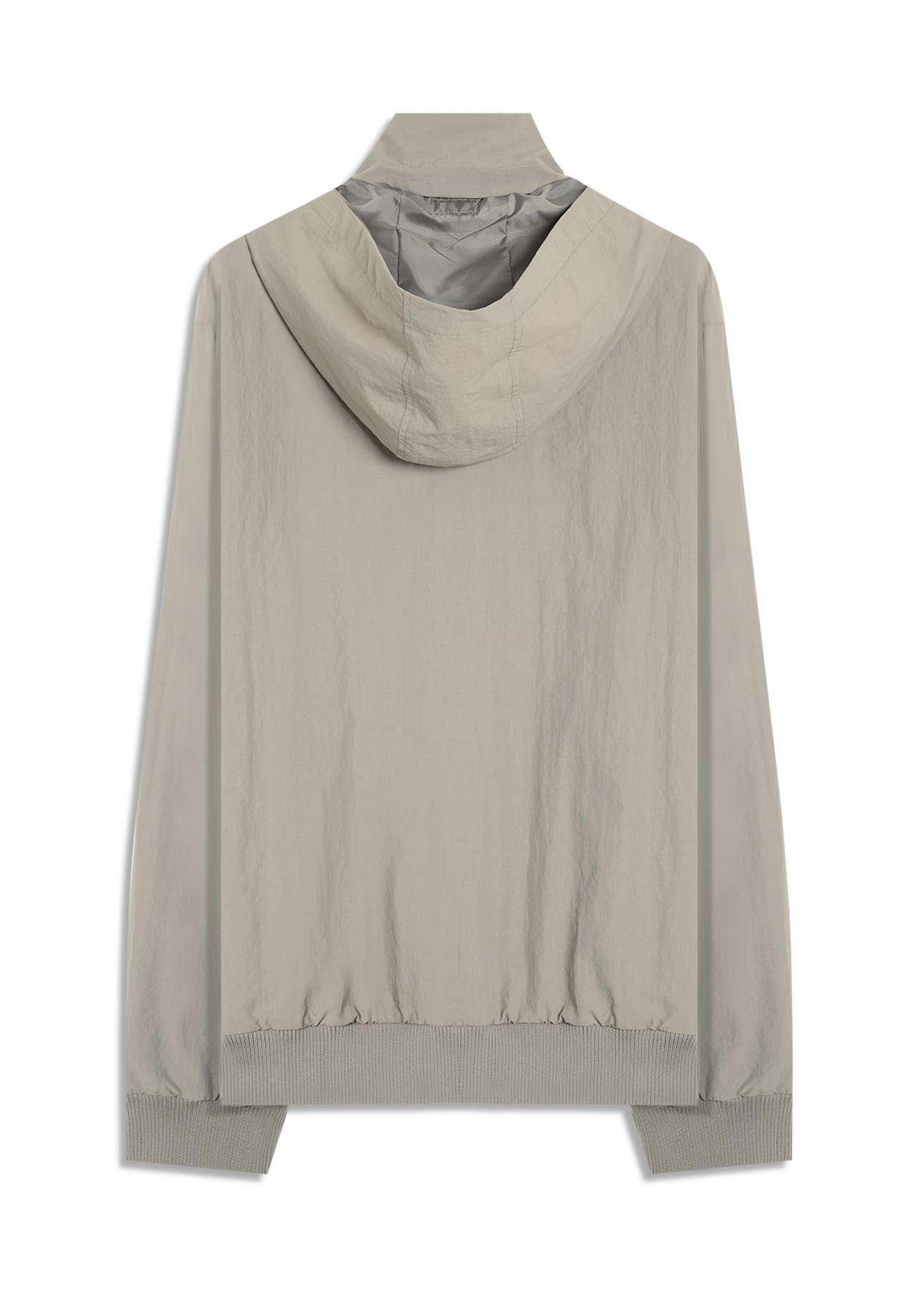 Nylon Crinkle Bomber Hidden Hood Cinza Claro