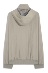Nylon Crinkle Bomber Hidden Hood Cinza Claro