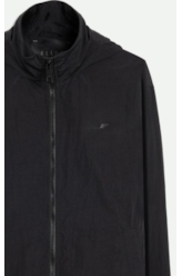 Nylon Crinkle Bomber Hidden Hood Preto