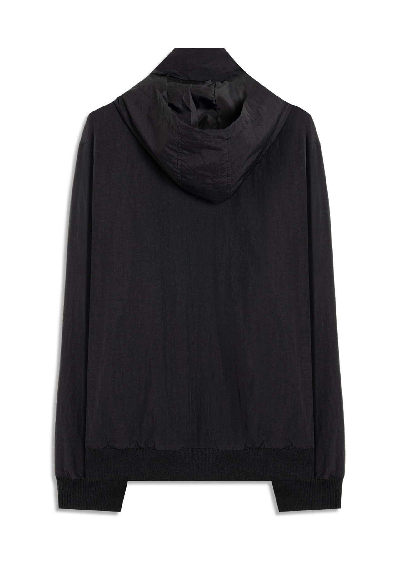 Nylon Crinkle Bomber Hidden Hood Preto