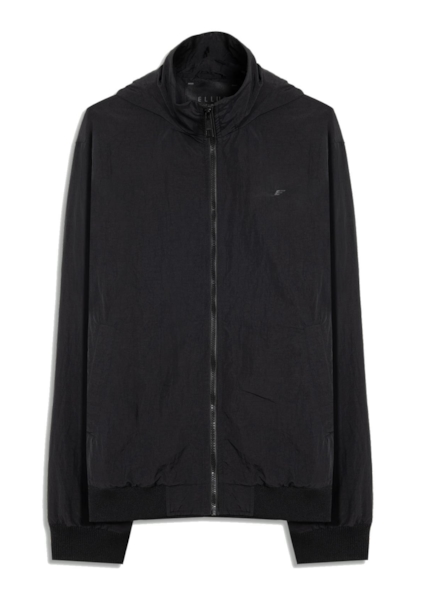 Nylon Crinkle Bomber Hidden Hood Preto