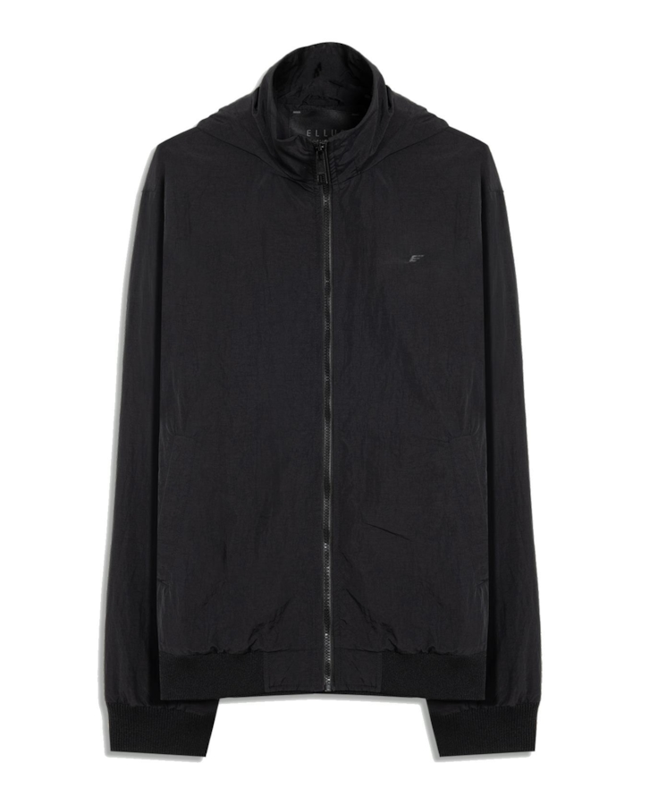 Nylon Crinkle Bomber Hidden Hood Preto