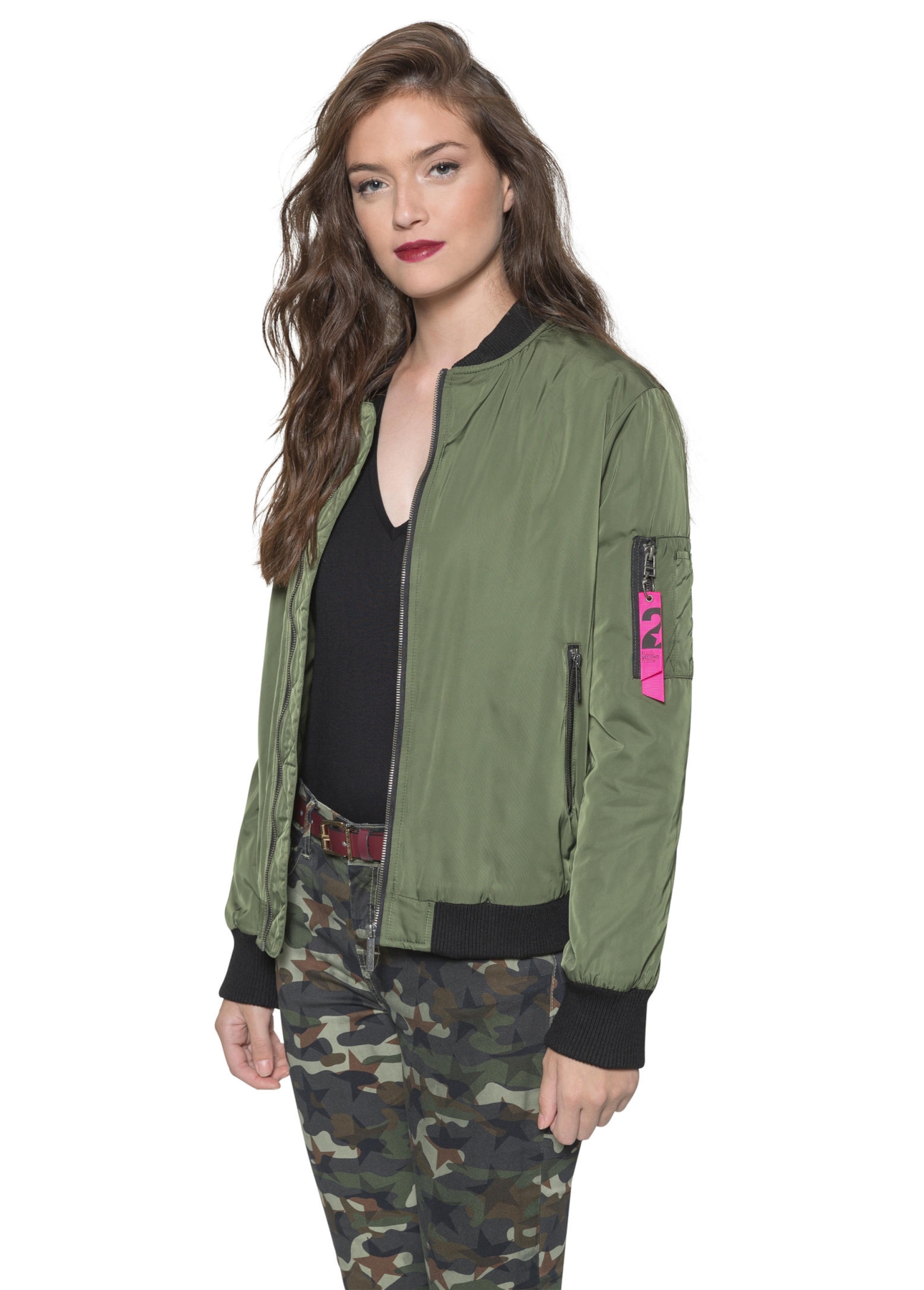 Nylon Light Bomber Zipper Verde Militar