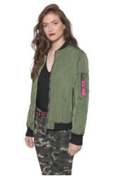 Nylon Light Bomber Zipper Verde Militar