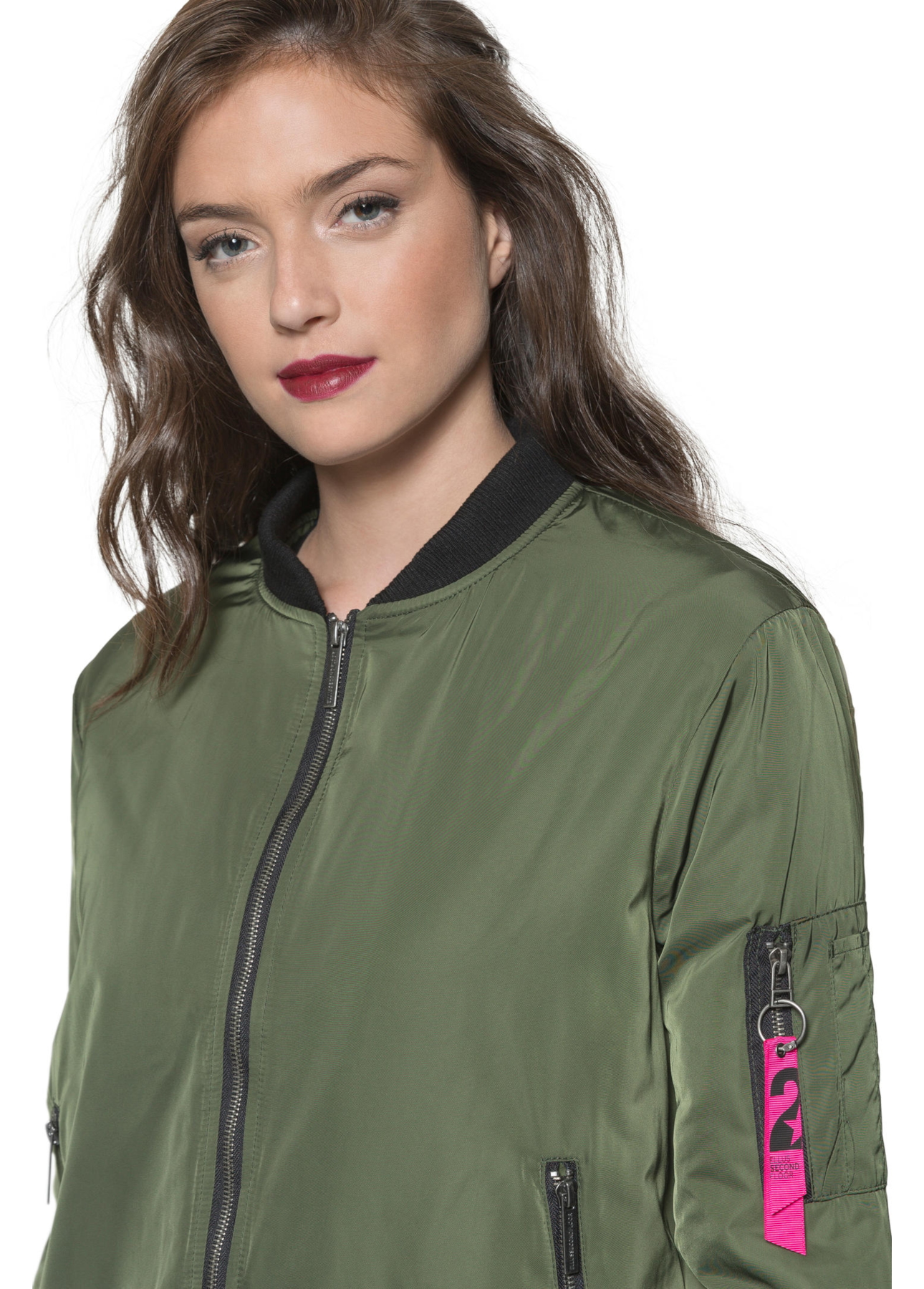 Nylon Light Bomber Zipper Verde Militar