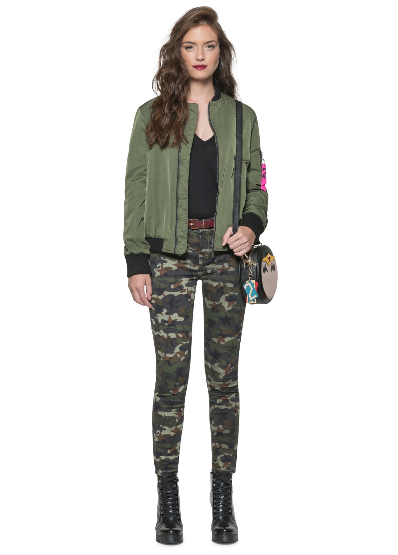 Nylon Light Bomber Zipper Verde Militar