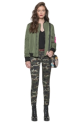 Nylon Light Bomber Zipper Verde Militar