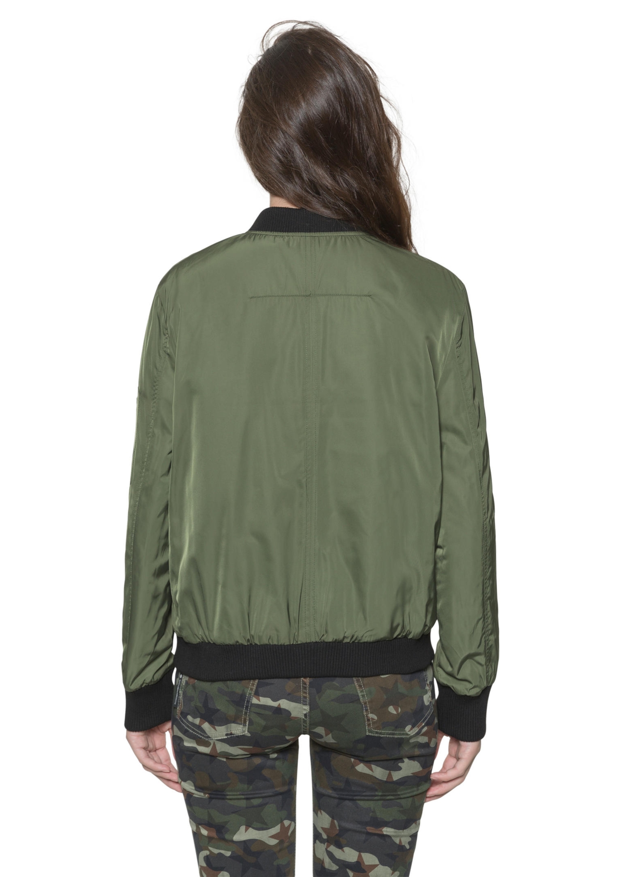 Nylon Light Bomber Zipper Verde Militar
