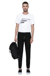 Nylon Rayon Half Jogger Slim Preto