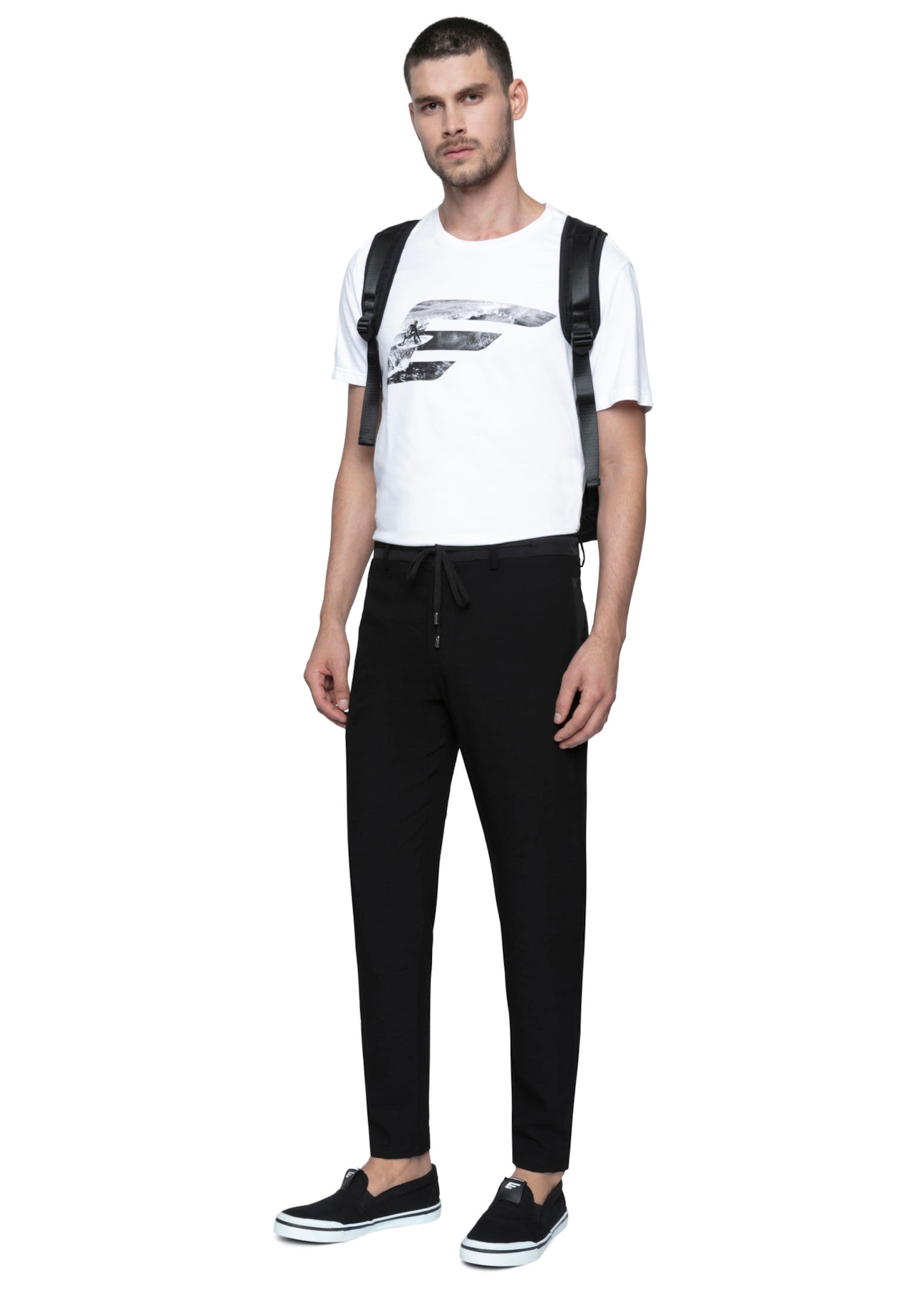 Nylon Rayon Half Jogger Slim Preto