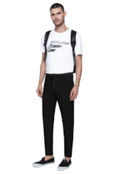 Nylon Rayon Half Jogger Slim Preto