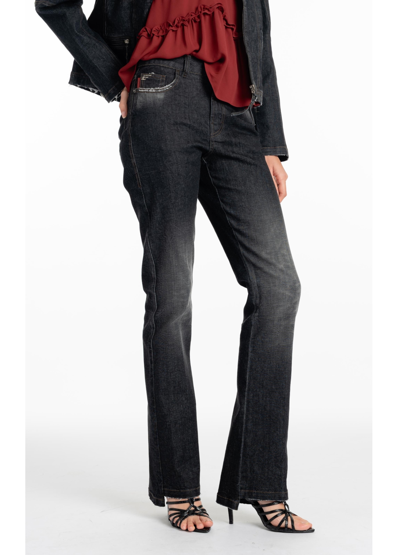 Ocean Elastic (Bootcut) 5 Pockets Lav.Black Com Resina
