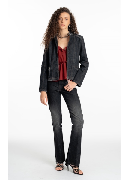 Ocean Elastic (Bootcut) 5 Pockets Lav.Black Com Resina