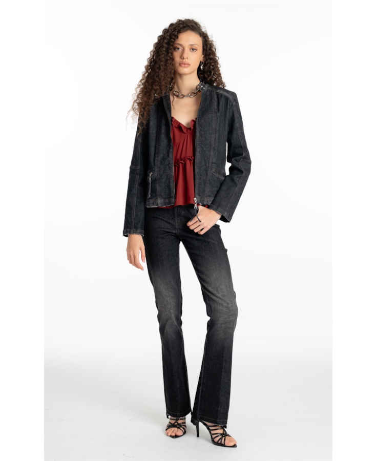 Ocean Elastic (Bootcut) 5 Pockets Lav.Black Com Resina