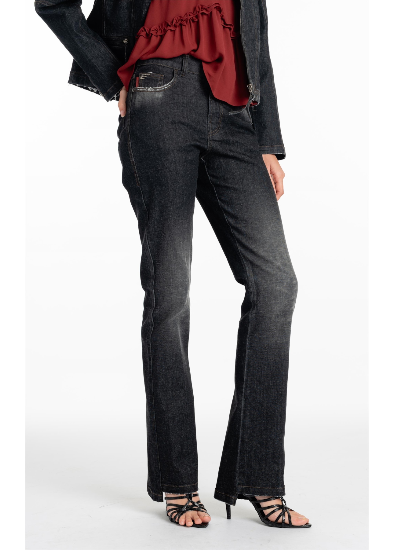 Ocean Elastic (Bootcut) 5 Pockets Lav.Black Com Resina