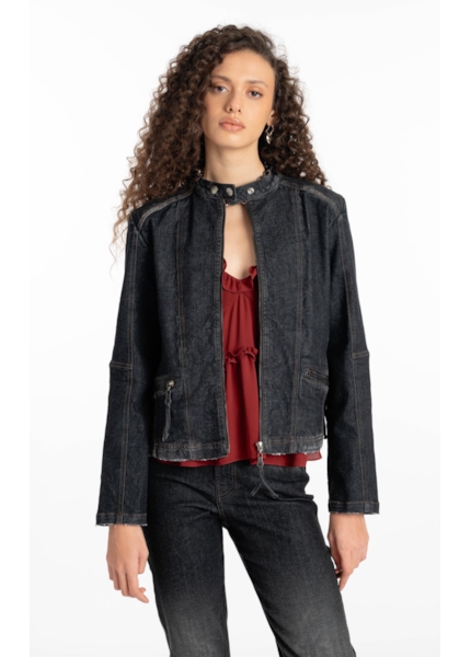 Ocean Elastic (Jaqueta) Zíper Lav.Black Com Resina