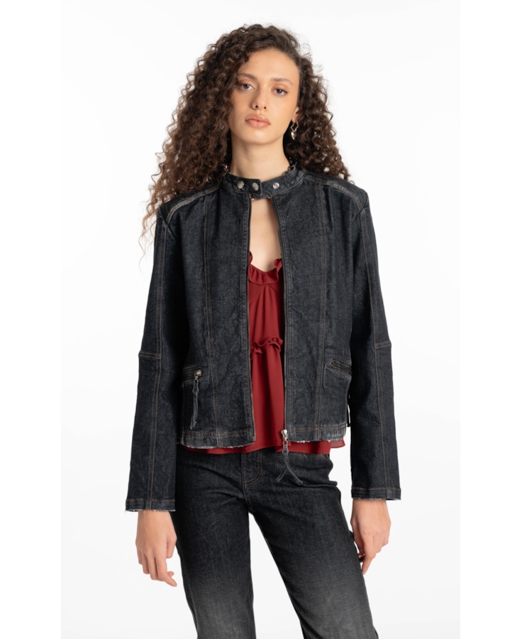 Ocean Elastic (Jaqueta) Zíper Lav.Black Com Resina