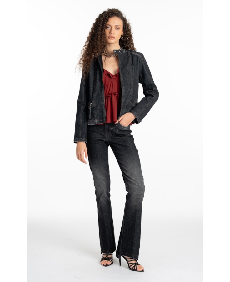 Ocean Elastic (Jaqueta) Zíper Lav.Black Com Resina