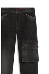 Ocean Elastic (Slim) Cargo Lav.Black Com Resina