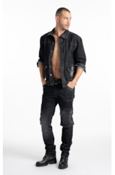 Ocean Elastic (Slim) Cargo Lav.Black Com Resina